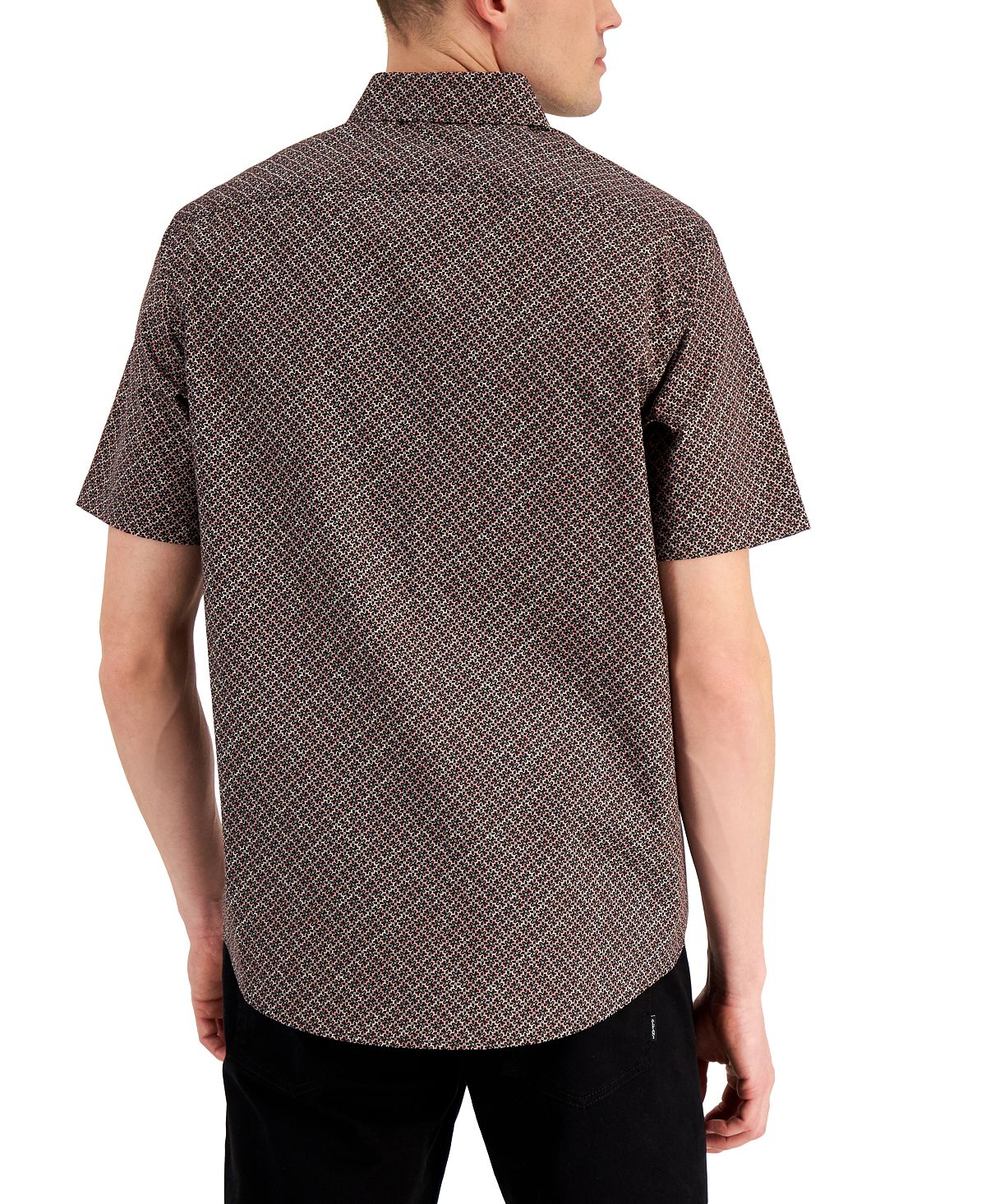 Alfani Men's Relaxed Fit Geometric Print Shirt Brown Size Large