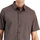 Alfani Men's Relaxed Fit Geometric Print Shirt Brown Size Large