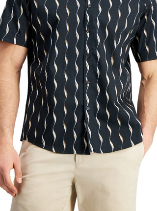 Alfani Men's Sand Wave Geometric Print Shirt Black Size X-Large