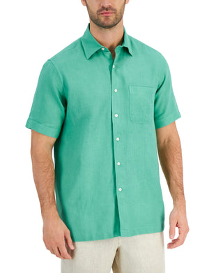 Club Room Men's Linen Shirt Green Size Small