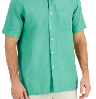 Club Room Men's Linen Shirt Green Size Small