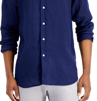 Club Room Men's Linen Shirt Blue Size Medium