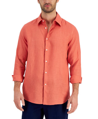 Club Room Men's Linen Shirt Orange Size Large