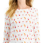 Charter Club Women's Cotton Printed Top White Size Large