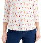 Charter Club Women's Cotton Printed Top White Size Large