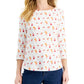 Charter Club Women's Cotton Printed Top White Size Large