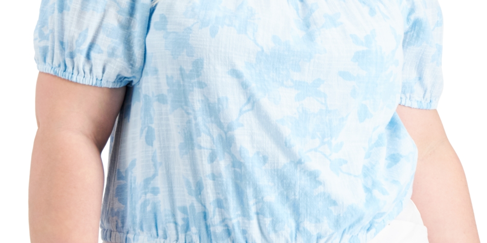 INC International Concepts Women's Jolene Off The Shoulder Top Blue Size 4X