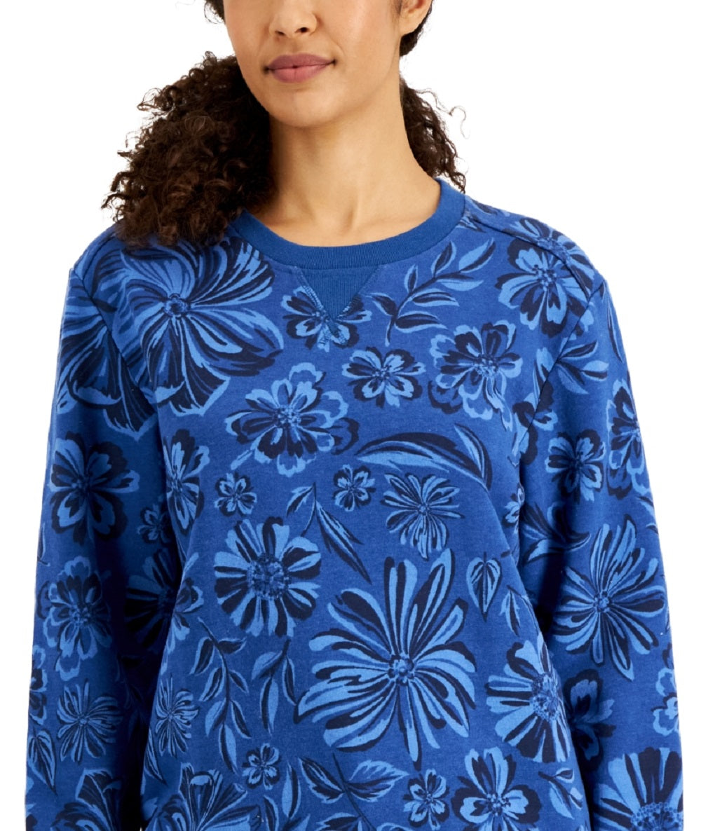 Karen Scott Women's Ojai Blooms Fleece Top Purple Size Small