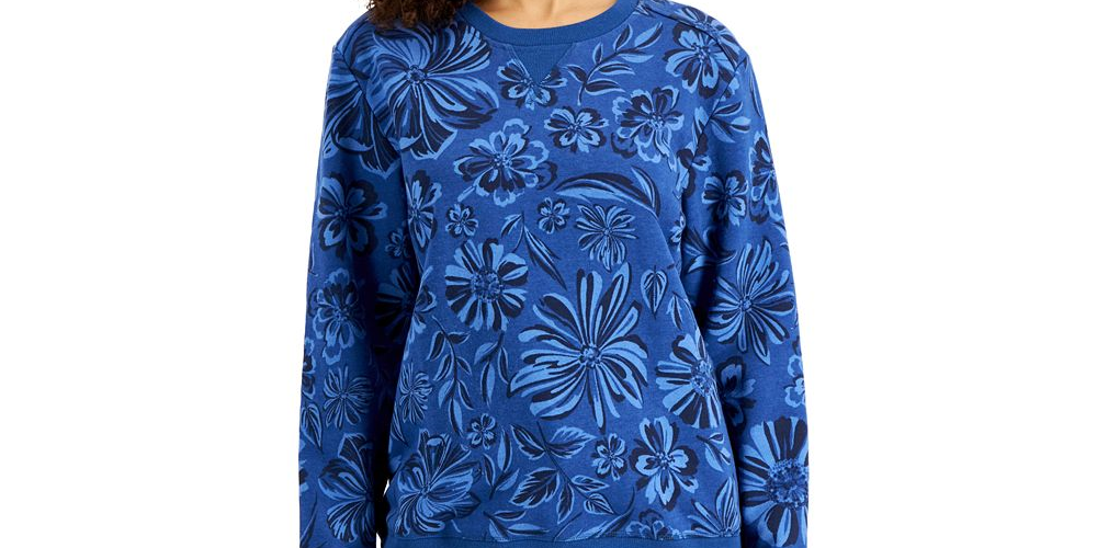 Karen Scott Women's Ojai Blooms Fleece Top Purple Size Medium