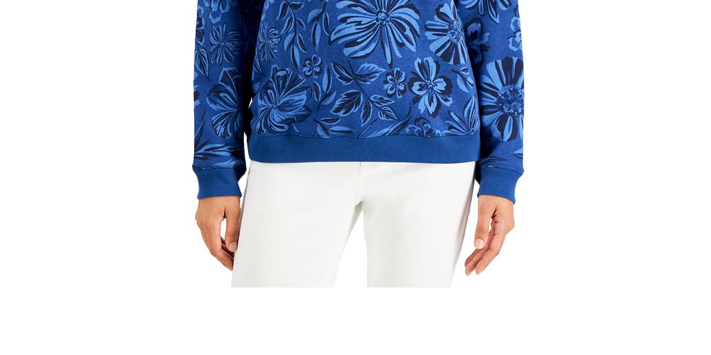 Karen Scott Women's Ojai Blooms Fleece Top Purple Size Medium