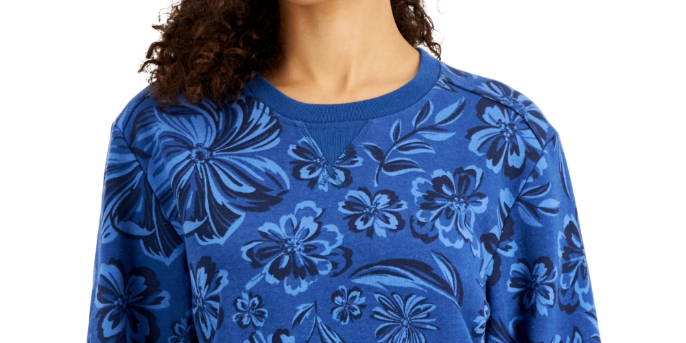 Karen Scott Women's Ojai Blooms Fleece Top Purple Size Medium