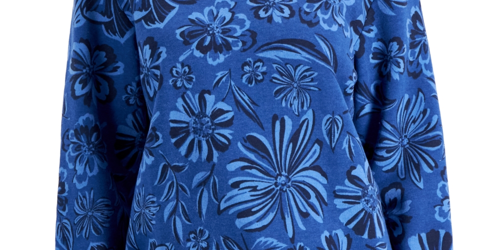 Karen Scott Women's Ojai Blooms Fleece Top Purple Size Medium