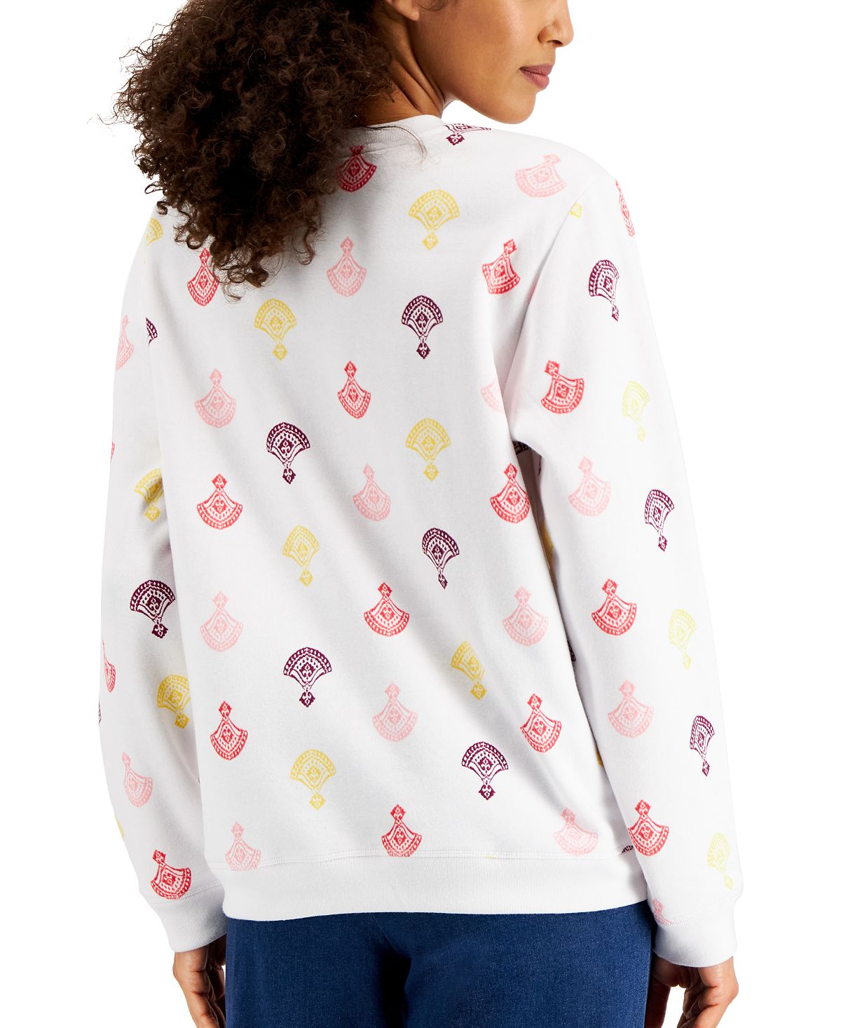 Karen Scott Women's Printed Fleece Top White Size Small