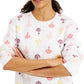 Karen Scott Women's Printed Fleece Top White Size Small