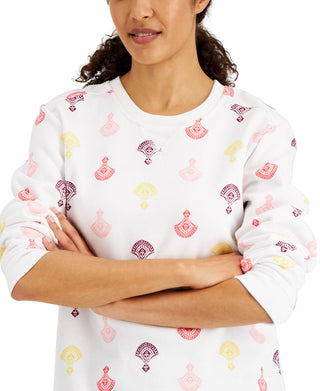 Karen Scott Women's Printed Fleece Top White Size Small