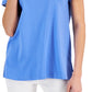 Karen Scott Women's Cotton Lace Trimmed Top Blue Size X-Small