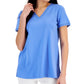 Karen Scott Women's Cotton Lace Trimmed Top Blue Size X-Small