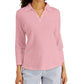 Karen Scott Women's Studded Johnny Collar Top Pink Size Large