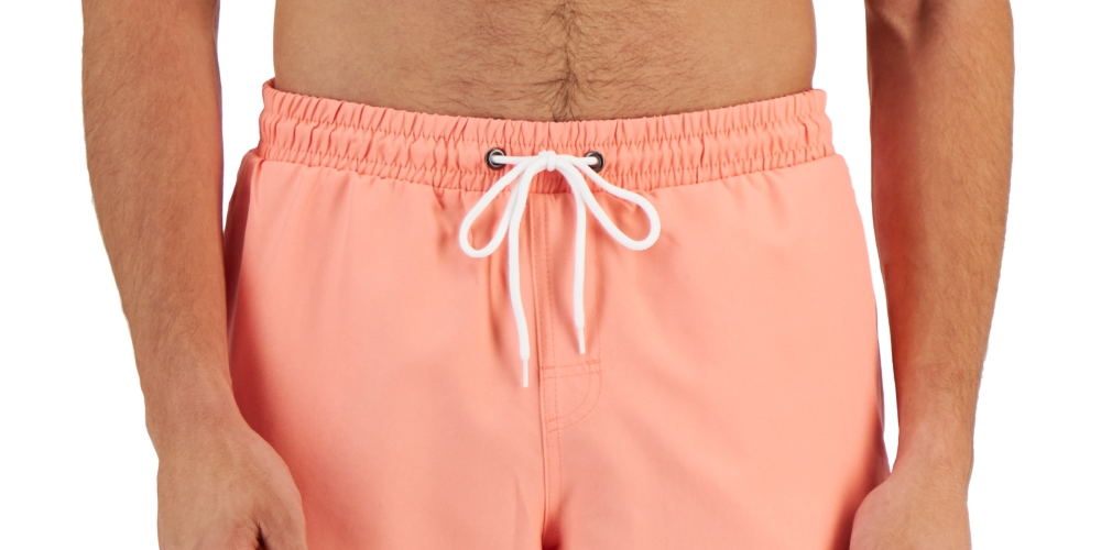 Club Room Men's Quick Dry Performance Solid 7 Swim Trunks Orange Size Small