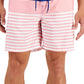 Club Room Men's Sporty Stripes 7 Swim Trunks Blue Size Large