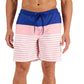Club Room Men's Sporty Stripes 7 Swim Trunks Blue Size Large