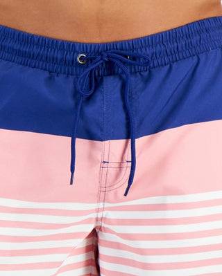 Club Room Men's Sporty Stripes 7 Swim Trunks Blue Size XX-Large