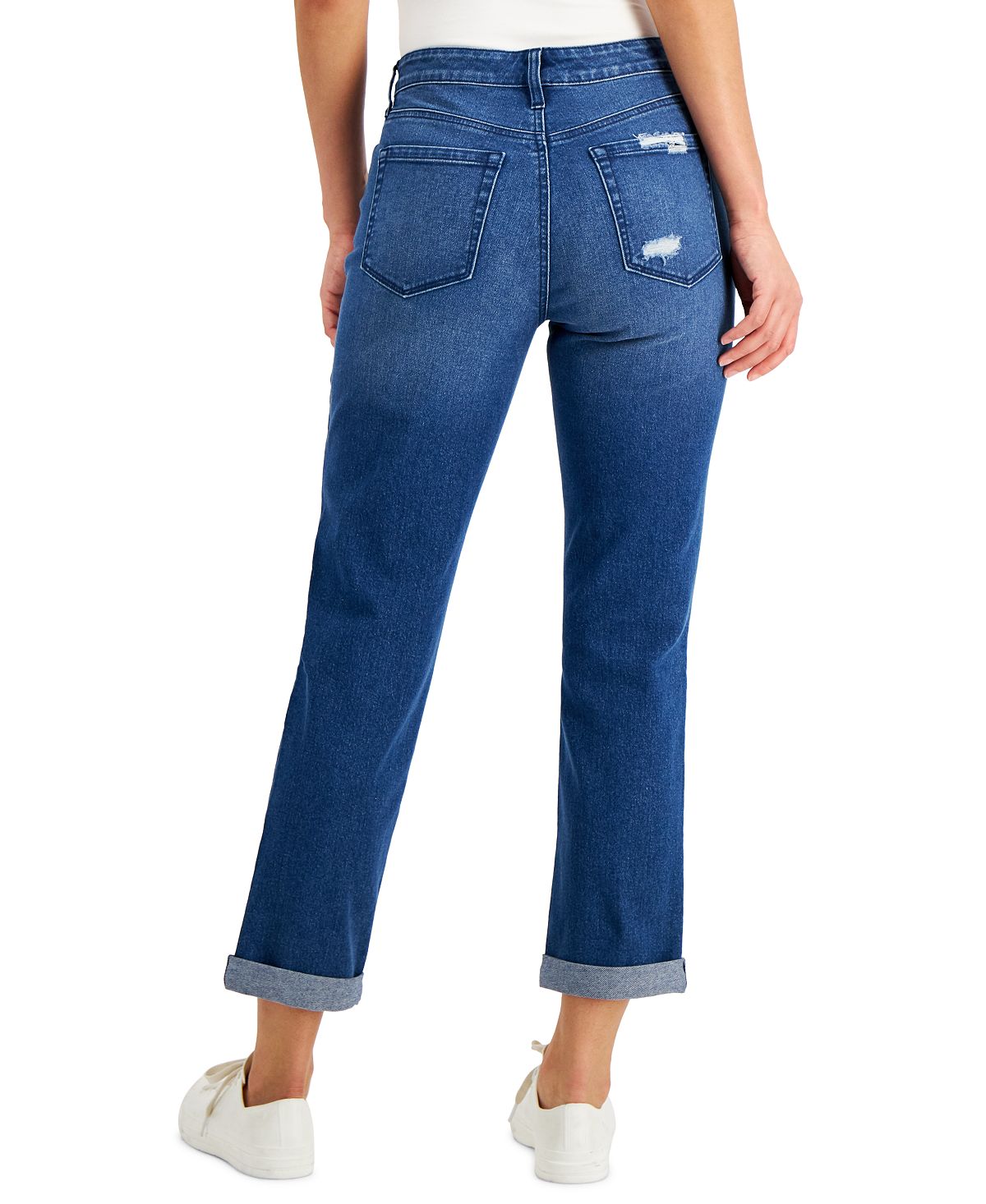 Style & Co Women's Distressed Boyfriend Jeans Blue Size 12