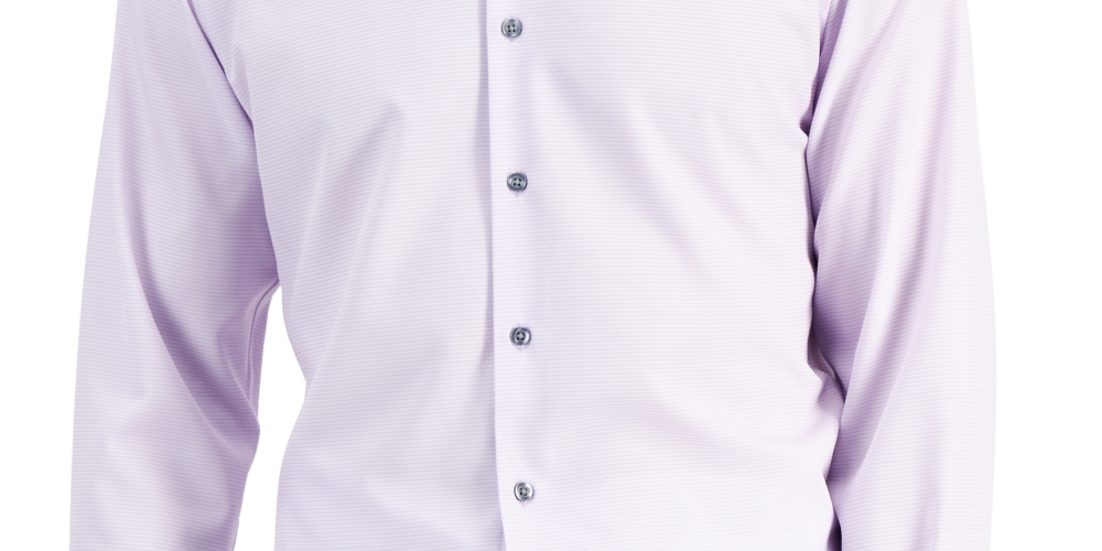 Alfani Men's Slim Fit 4 Way Stretch Geo Print Dress Shirt Purple Size 34X35