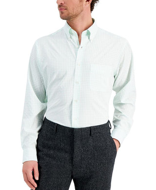 Club Room Men's Regular Fit Traveler Dress Shirt Green Size 18X34X35