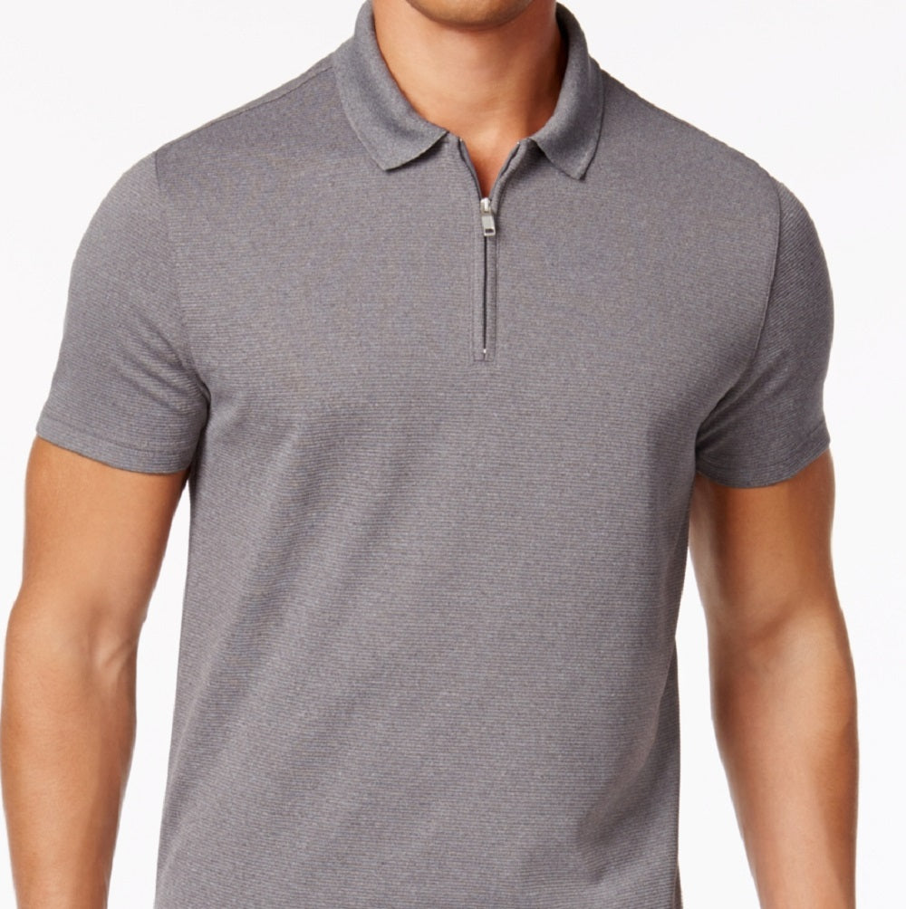 Alfani Men's Ottoman Zip Polo Gray Size Medium