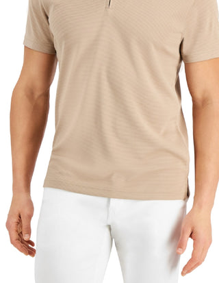 Alfani Men's Ottoman Zip Polo Brown Size XX-Large