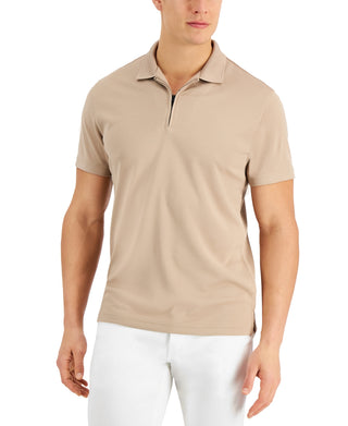Alfani Men's Ottoman Zip Polo Brown Size XX-Large