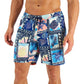 Club Room Men's Tropical Vintage Collage 7 Swim Trunks Blue Size XX-Large