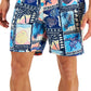 Club Room Men's Tropical Vintage Collage 7 Swim Trunks Blue Size XX-Large