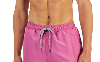 INC International Concepts Men's Regular Fit Quick Dry Solid 5 Swim Trunks Pink Size Large