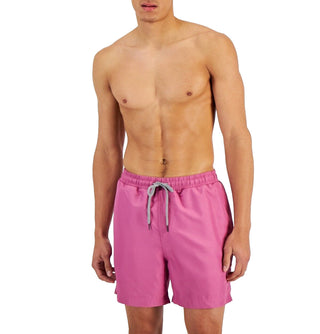 INC International Concepts Men's Regular Fit Quick Dry Solid 5 Swim Trunks Pink Size Large