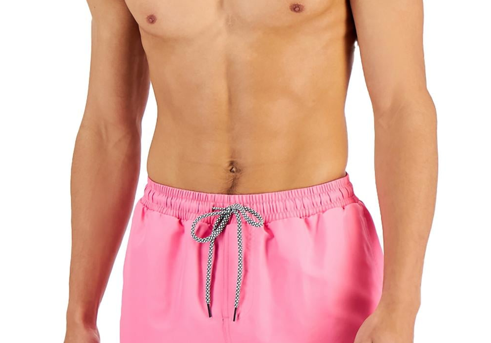 Inc Men's Regular-Fit Quick-Dry Solid 5 Swim Trunks Pink Size L
