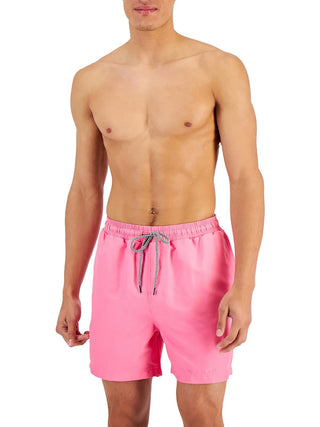 INC International Concepts Men's Regular Fit Quick Dry Solid 5 Swim Trunks Pink Size X-Large