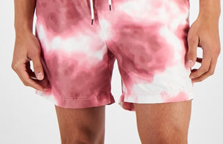 INC International Concepts Men's Andro Abstract 5 Swim Trunks Pink Size Small