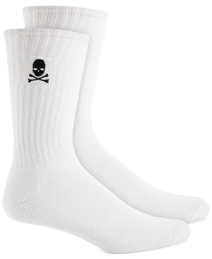 Club Room Men's 8pk Skull and Crossbones Socks White Size 10-13