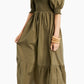 INC International Concepts Women's Smocked Ruffled Dress Green Size Petite Small