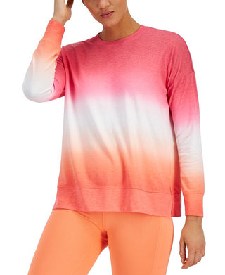 ID Ideology Women's Dip Dye Crewneck Top Orange Size Large