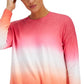 ID Ideology Women's Dip Dye Crewneck Top Orange Size Large
