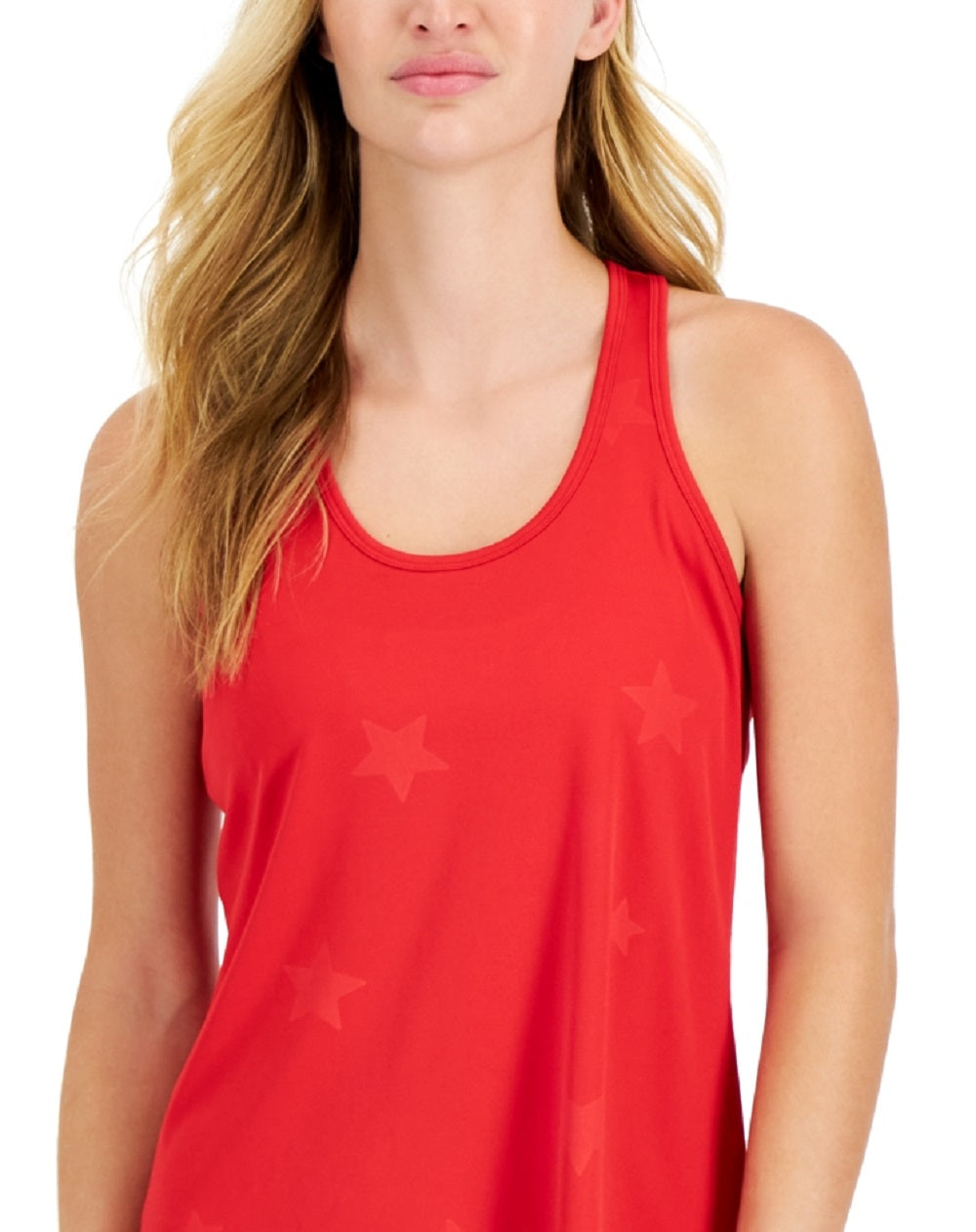 ID Ideology Women's Embossed Star Racerback Tank Red Size Large