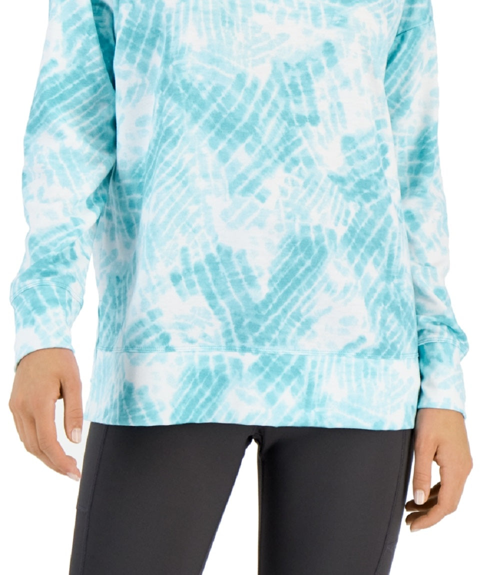 ID Ideology Women's Dye Slit Crewneck Top Blue Size Large