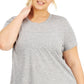 ID Ideology Women's Crewneck T-Shirt Gray Size 2X