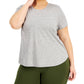 ID Ideology Women's Crewneck T-Shirt Gray Size 2X