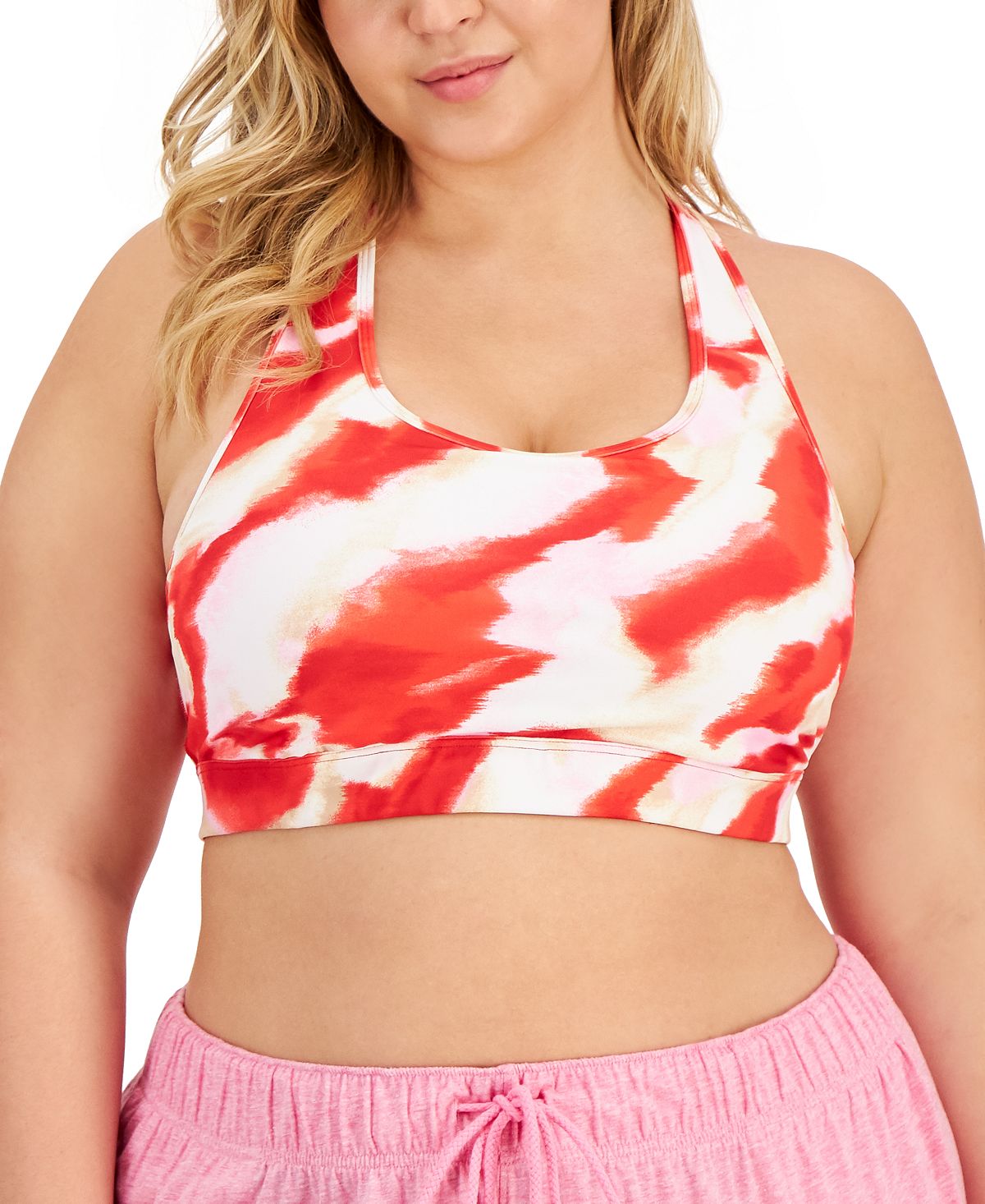 ID Ideology Women's Printed Medium Impact Sports Bra Red Size 1X