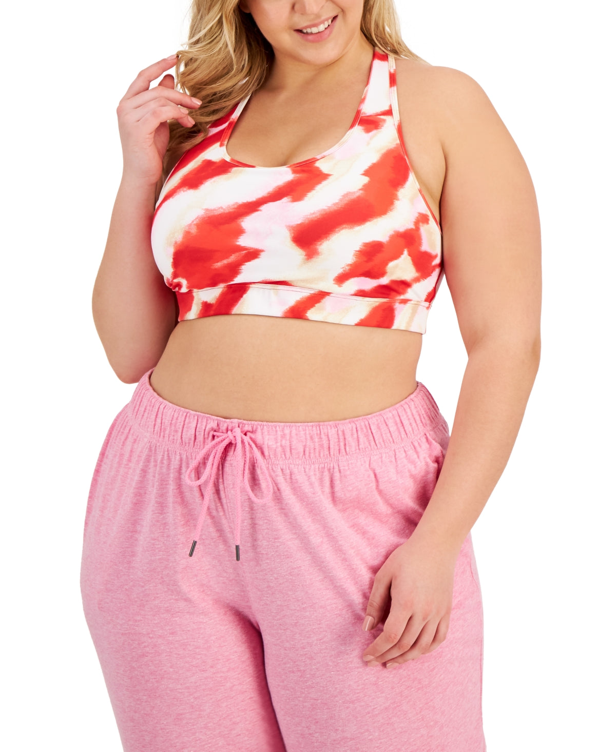 ID Ideology Women's Printed Medium Impact Sports Bra Red Size 2X