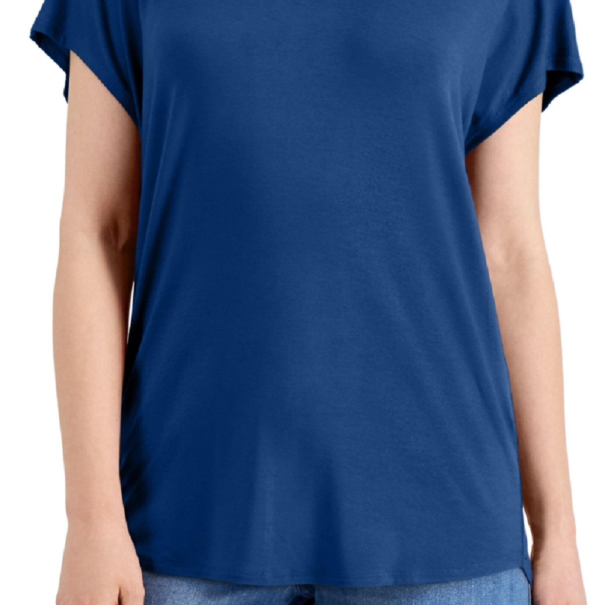 INC International Concepts Women's V Neck T-Shirt Blue Size Small